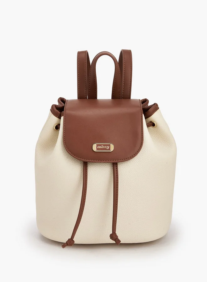 ميسي Textured Backpack With Flap Closure